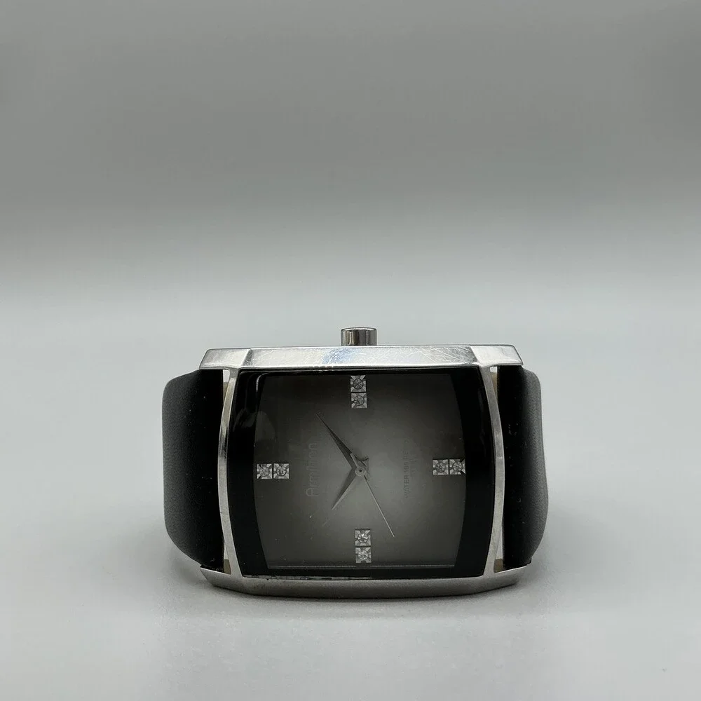 Armitron 20/4309GV Mens Watch 33mm Gray Ombre Dial Black Leather New Battery